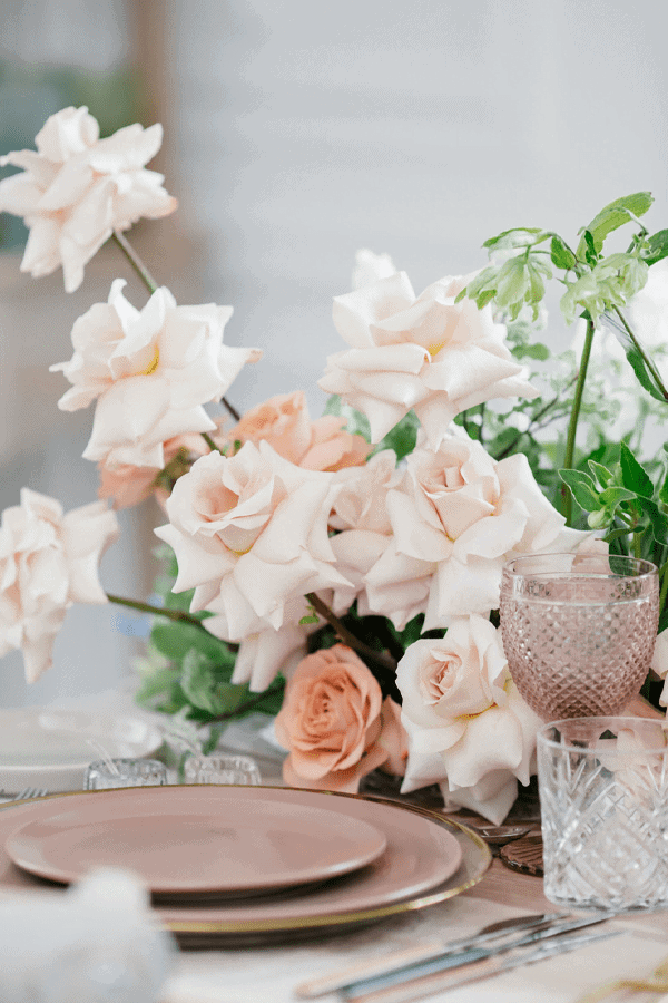 blush plates and roses