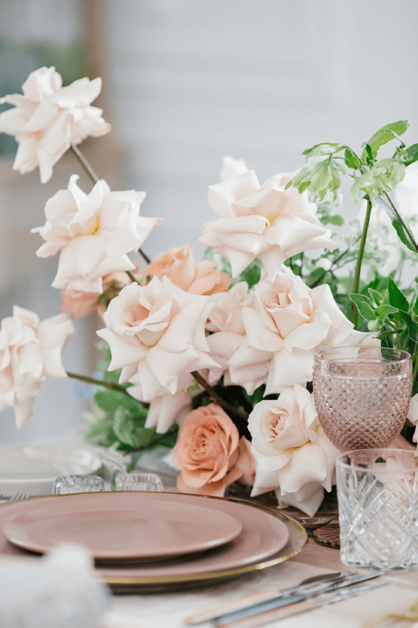 blush plates and roses