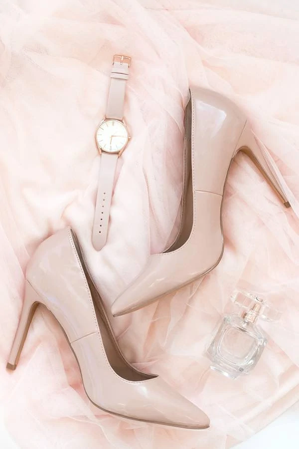 blush patent leather pumps